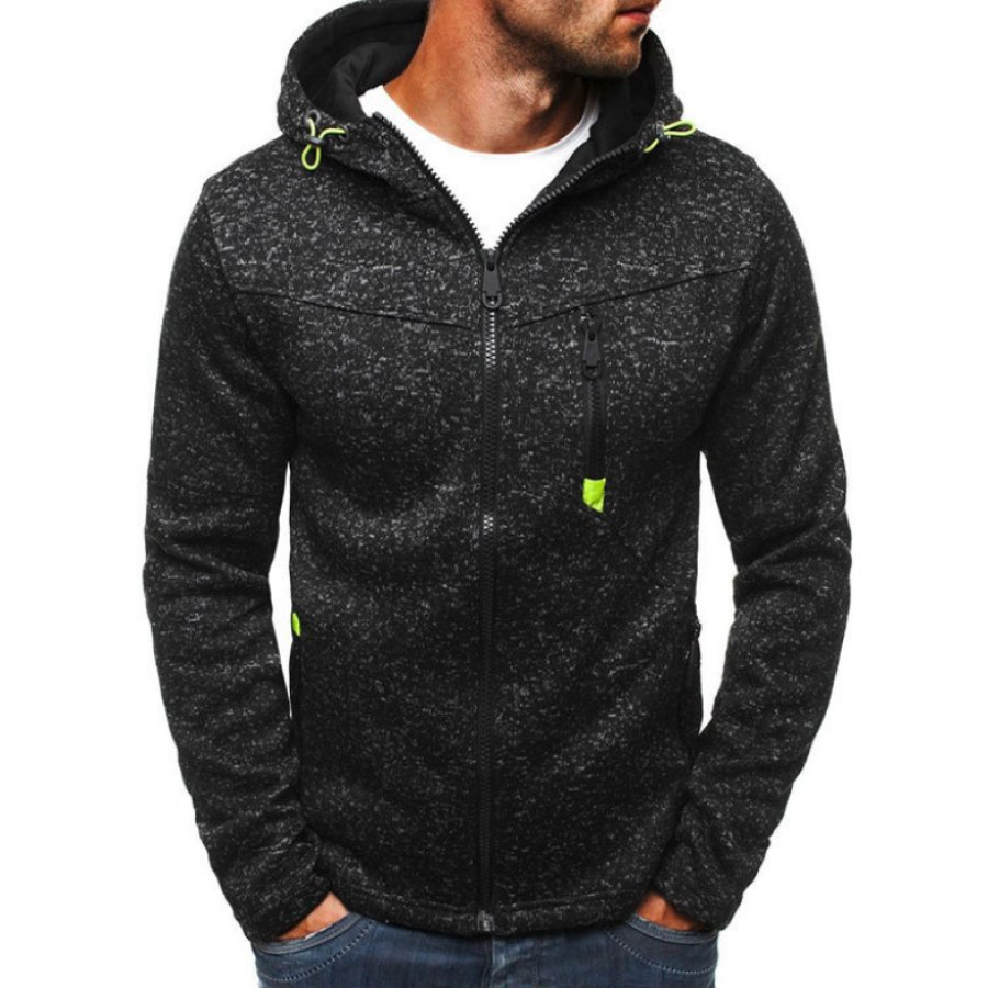 Men's Sports And Leisure Plus Fleece Hooded Cardigan Jacket