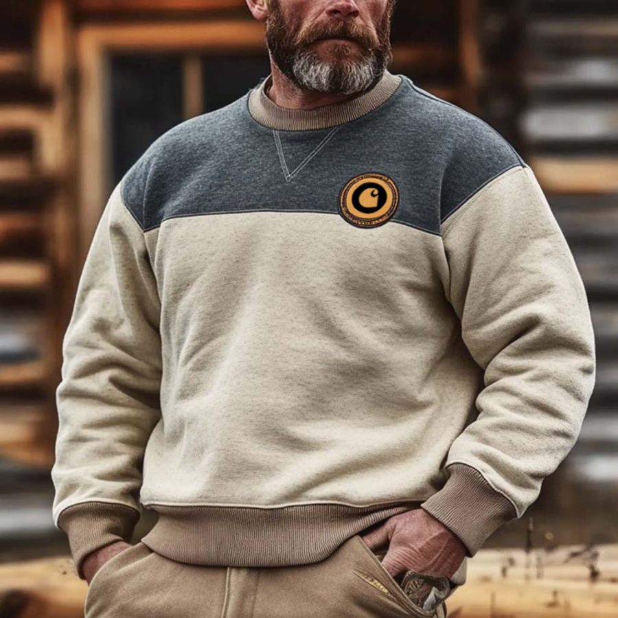 Men's Vintage Color Block Crew Neck Long Sleeve Sweatshirt 
Men's Vintage Color Block Crew Neck Long Sleeve Sweatshirt