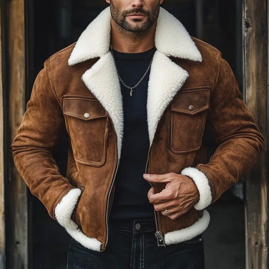 Men's Vintage Suede Multi-Pocket Fleece Lapel Collar Outdoor Motorcycle Work Jacket
Men's Vintage Suede Multi-Pocket Fleece Lapel Collar Outdoor Motorcycle Work Jacket