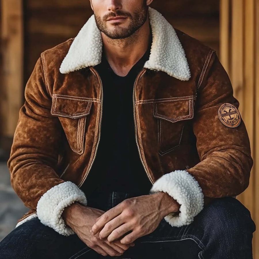 Men's Vintage Western Yellowstone Suede Multi-Pocket Fleece Lapel Collar Outdoor Motorcycle Jacket
Men's Vintage Western Yellowstone Suede Multi-Pocket Fleece Lapel Collar Outdoor Motorcycle Jacket