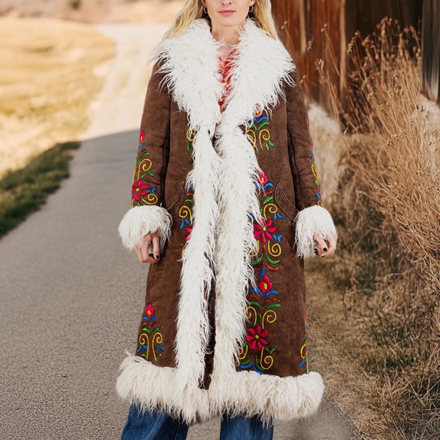 Women's Vintage Flower Print Fur Splicing Long Penny Lane Jacket Afghan Coat
Women's Vintage Flower Print Fur Splicing Long Penny Lane Jacket Afghan Coat