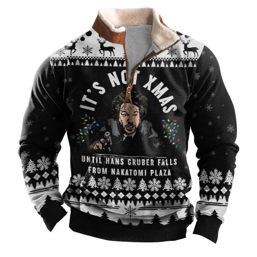 Men's Vintage Hans Gruber Ugly Christmas Print Fleece Collar Quarter Zip Stand Collar Sweatshirt
Men's Vintage Hans Gruber Ugly Christmas Print Fleece Collar Quarter Zip Stand Collar Sweatshirt