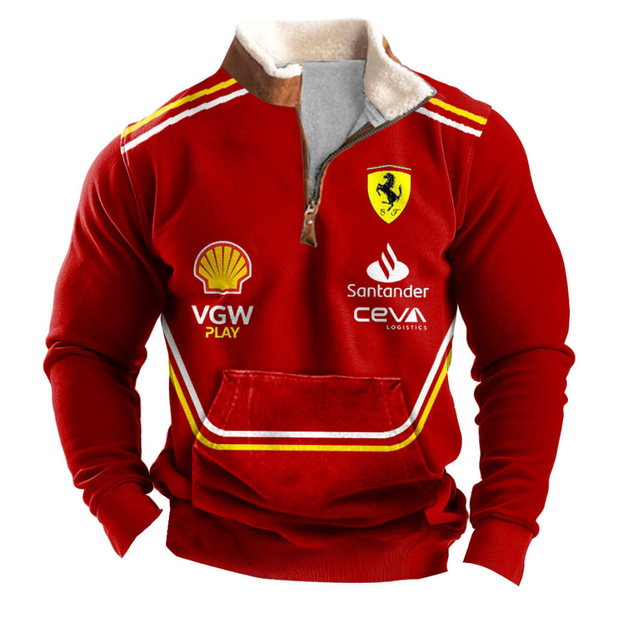 Men's Vintage Racing Car Print Fleece Collar Quarter Zip Stand Collar Sweatshirt
Men's Vintage Racing Car Print Fleece Collar Quarter Zip Stand Collar Sweatshirt