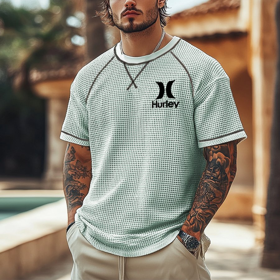 Men's Vintage Waffle Fabric Knit Exposed Seam Stitching Details Mesh T-Shirt - Perfect For Summer Outdoors
Men's Vintage Waffle Fabric Knit Exposed Seam Stitching Details Mesh T-Shirt - Perfect For Summer Outdoors