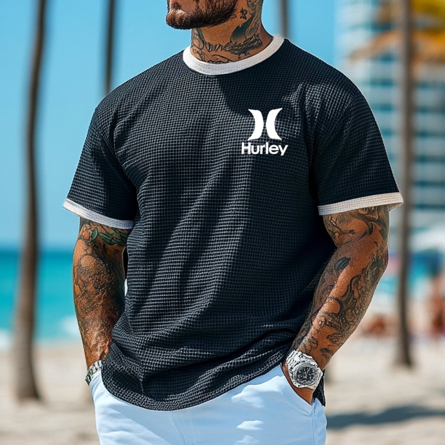 Men's Vintage Waffle Fabric Knit Black Mesh T-Shirt - Perfect For Summer Outdoors
Men's Vintage Waffle Fabric Knit Black Mesh T-Shirt - Perfect For Summer Outdoors