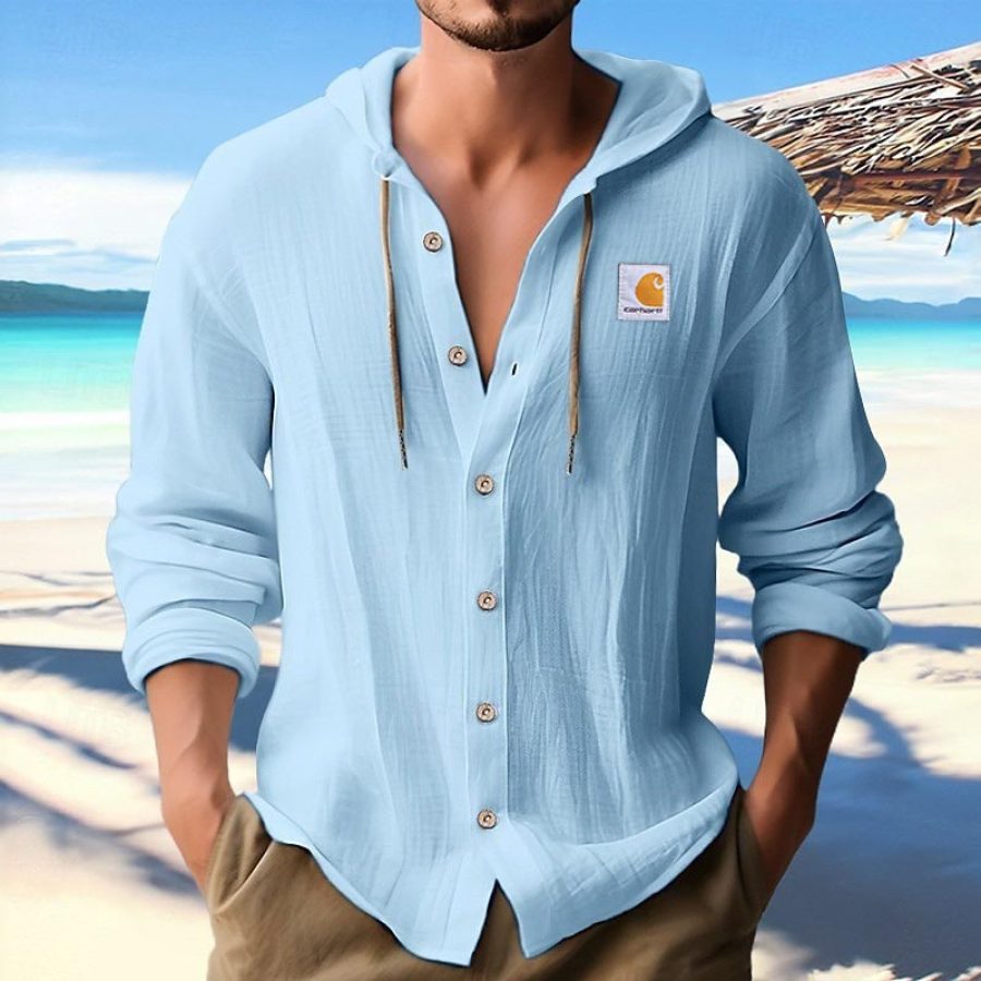 Men's Outdoor Light Blue Linen Beach Surf Hooded Long Sleeve Shirt For Casual Summer Wear
Men's Outdoor Light Blue Linen Beach Surf Hooded Long Sleeve Shirt For Casual Summer Wear