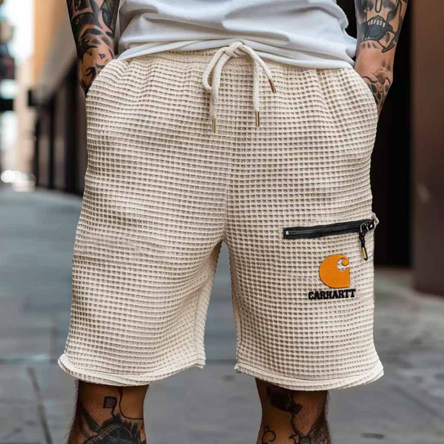 Men's Vintage Outdoor Waffle Knit Embroidered Surf Shorts In Beige Zipper Pocket Boardshorts
Men's Vintage Outdoor Waffle Knit Embroidered Surf Shorts In Beige Zipper Pocket Boardshorts