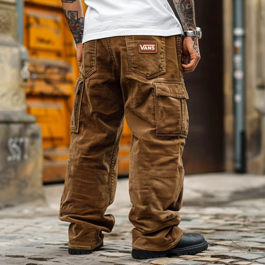 Men's Vintage Outdoor Corduroy Brown Leather Label Multi-Pocket Workwear Cargo Pants
Men's Vintage Outdoor Corduroy Brown Leather Label Multi-Pocket Workwear Cargo Pants