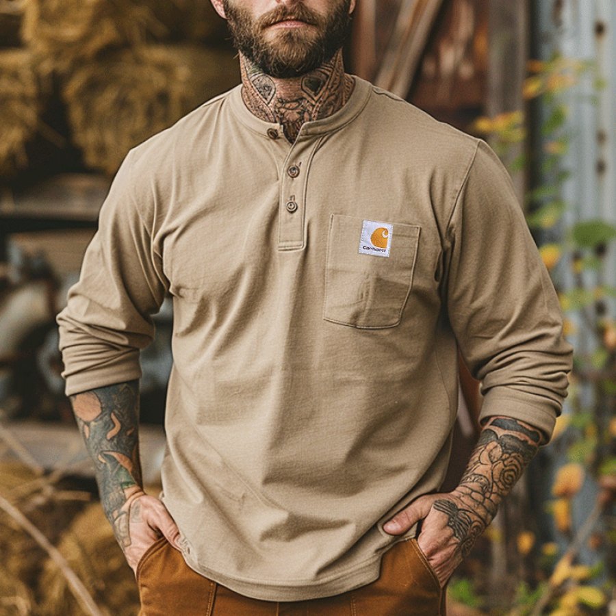 Men's Long Sleeve Henley Shirt With Chest Pocket - Perfect For Casual And Work Wear
Men's Long Sleeve Henley Shirt With Chest Pocket - Perfect For Casual And Work Wear