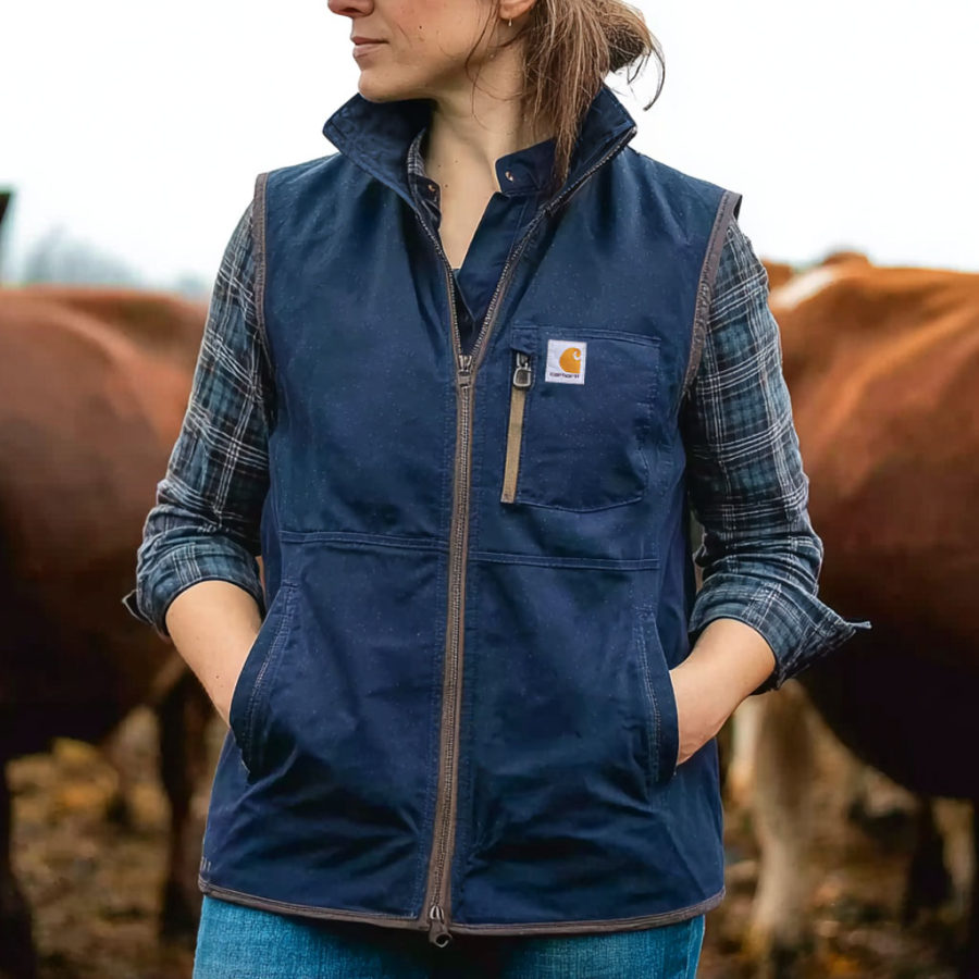 Women's Carhartt Vintage Western Cowboy Contrast Zipper Pockets Stand Collar Vest
Women's Carhartt Vintage Western Cowboy Contrast Zipper Pockets Stand Collar Vest