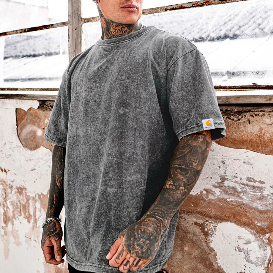 Unisex Washed Distressed Casual T-shirt