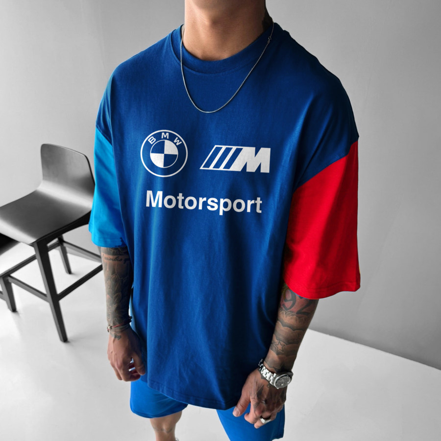 Unisex Casual Sports Car Print T-shirt