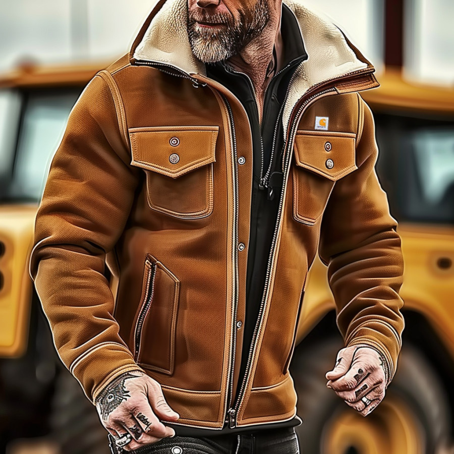 Men's Vintage Suede Patchwork Lamb Fleece Multi-Pocket Reverse Collar Outdoor Jacket Coat
Men's Vintage Suede Patchwork Lamb Fleece Multi-Pocket Reverse Collar Outdoor Jacket Coat