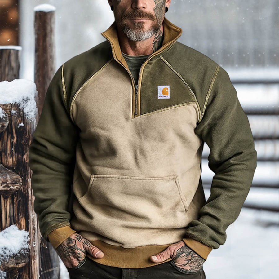 Men's Carhartt Vintage Color Block Pocket Quarter Zip Stand Collar Sweatshirt
Men's Carhartt Vintage Color Block Pocket Quarter Zip Stand Collar Sweatshirt