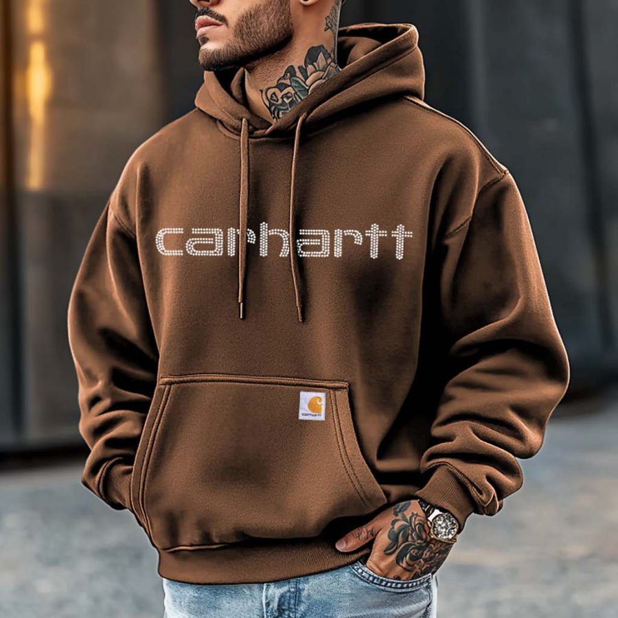 Men's Carhartt Vintage Rhinestone Pocket Long Sleeve Casual Oversized Brown Hoodie
Men's Carhartt Vintage Rhinestone Pocket Long Sleeve Casual Oversized Brown Hoodie
