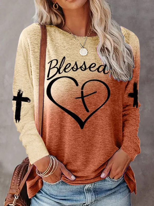 Casual Letter Print Long Sleeve T-Shirt - Ninacloak.com 