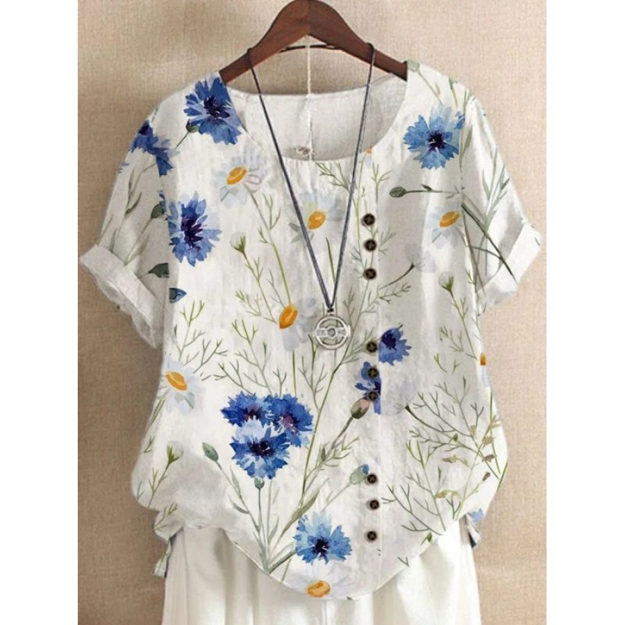 

Cotton Daisy Print Short Sleeve Shirt