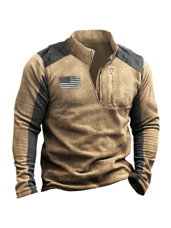 Outdoor Fleece Half Zip Collar Tactical Men's Sweatshirt - Ninacloak.com 