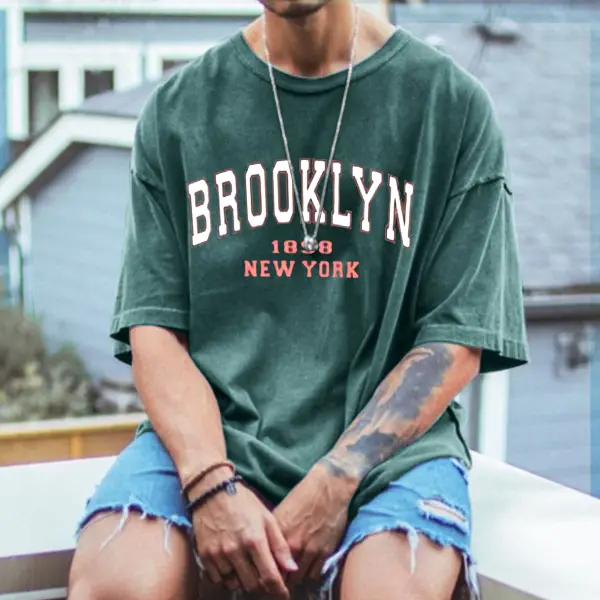 Men's Vintage BROOKLYN Print T-Shirt - Suystarshop.com 