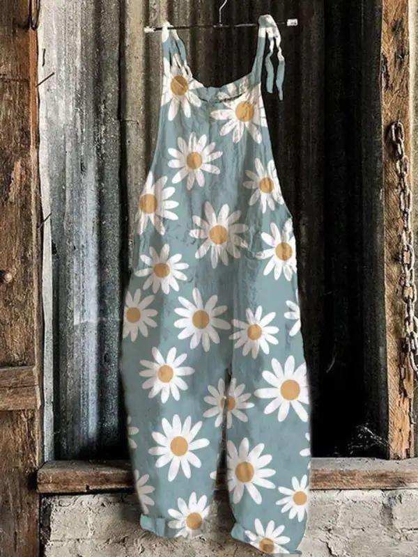 Relaxed Loose Floral Print Jumpsuit - Geocici.com 