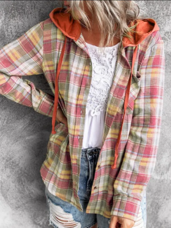 Casual Breasted Hooded Shirt Jacket - Geocici.com 