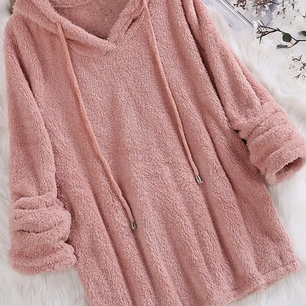 Women's Solid Color Double Sided Velvet Long Sleeve Hooded Pajamas - Rabclub.com 