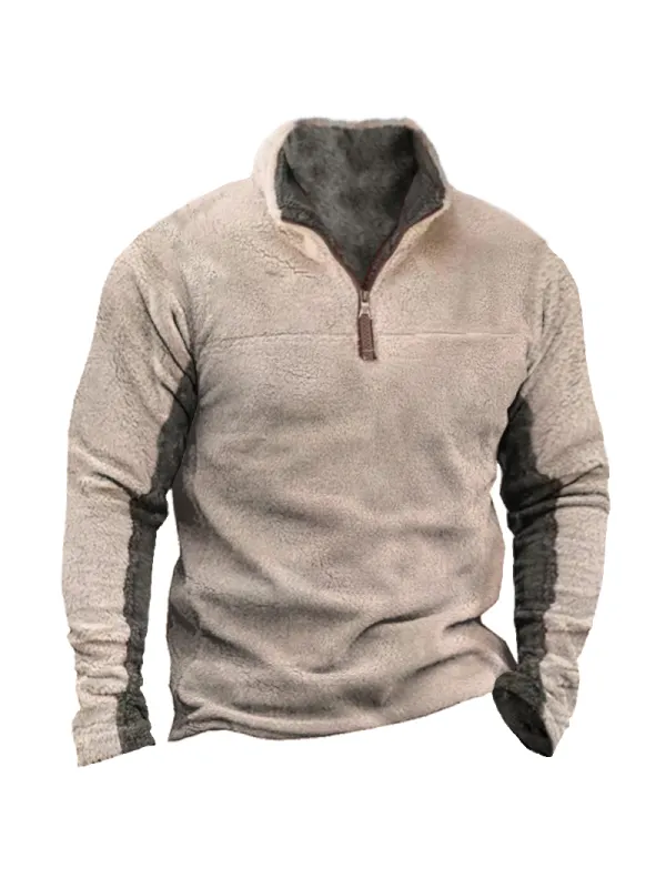 Men's Vintage Patchwork Casual Brushed Sweatshirt - Ninacloak.com 