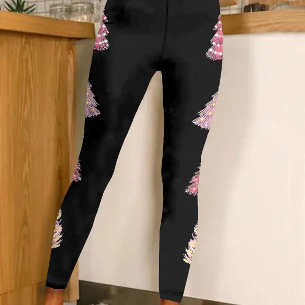 Women's Christmas Tree Print Casual Daily Holiday Leggings - Cotosen.com 