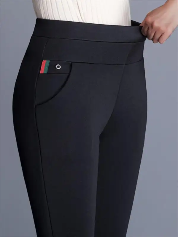 Women's Fleece Lined Warm Casual Pants High Waist Leggings Pencil Pants - Pragmaace.com 