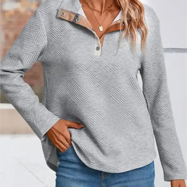 Women's Casual Plaid Button Lapel Long Sleeve Sweatshirt - Cotosen.chimpone.com 