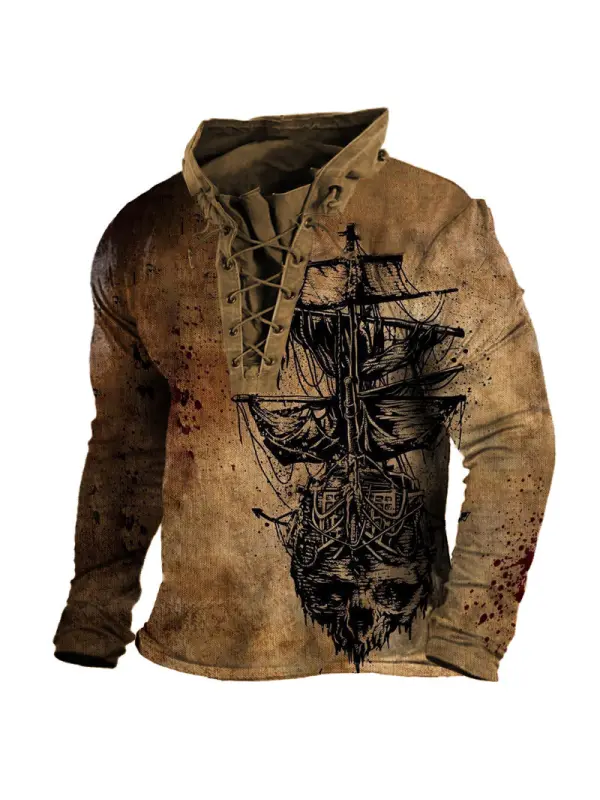 Men's Corsair Vintage Henley Shirt - Ninacloak.com 