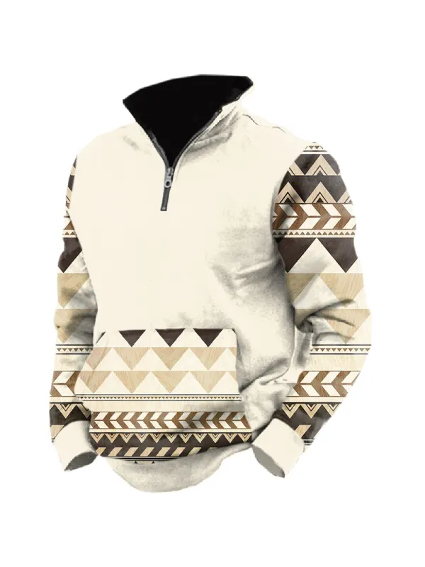 Men's Outdoor Casual Long Sleeve Printed Sweater - Ninacloak.com 
