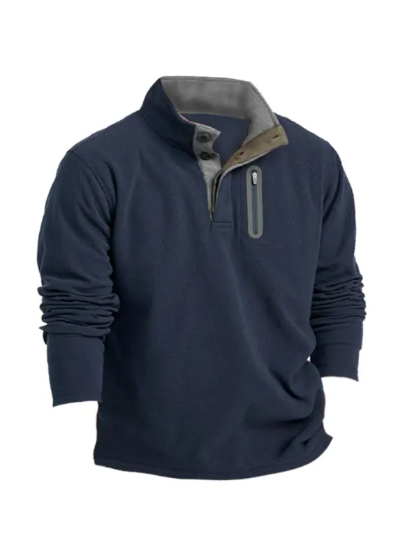 Men's Outdoor Fleece Warm Stand Collar Sweatshirt - Ninacloak.com 