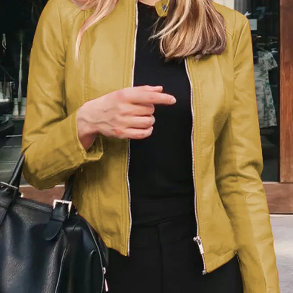 Fashionable Slim Leather Suit Jacket - Leanarea.chimpone.com 