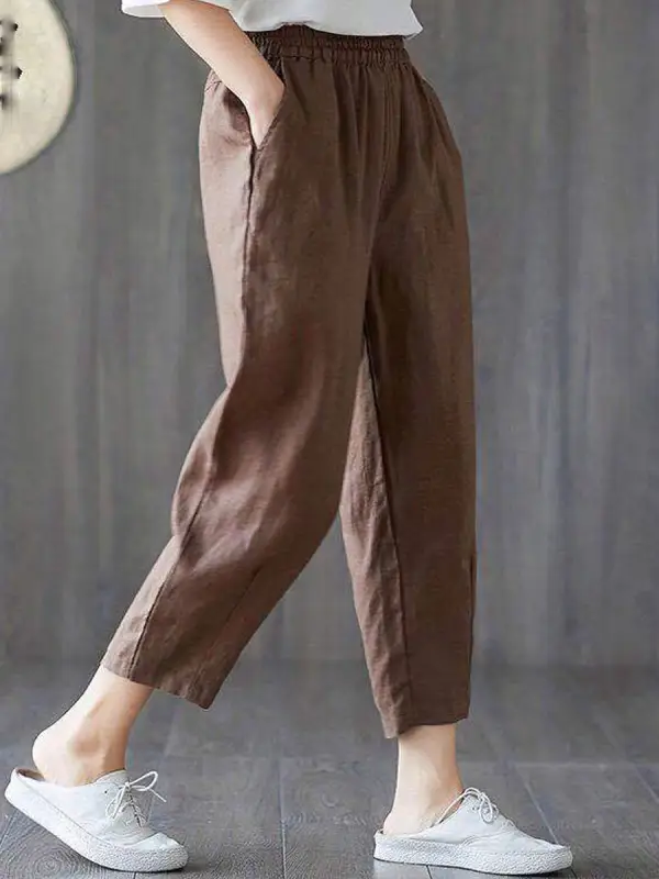 Loose Cotton And Linen Casual Pants - Charmwish.chimpone.com 