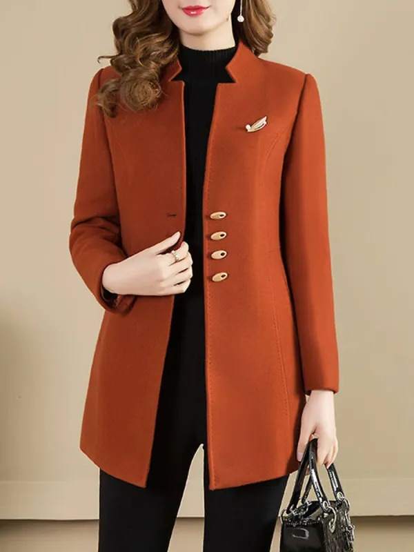 Collarless Plain Coat - Charmwish.chimpone.com 