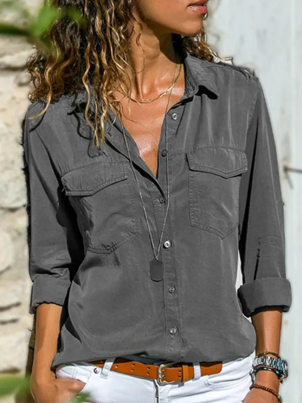 Womens Simple Lapel Shirt - Charmwish.chimpone.com 