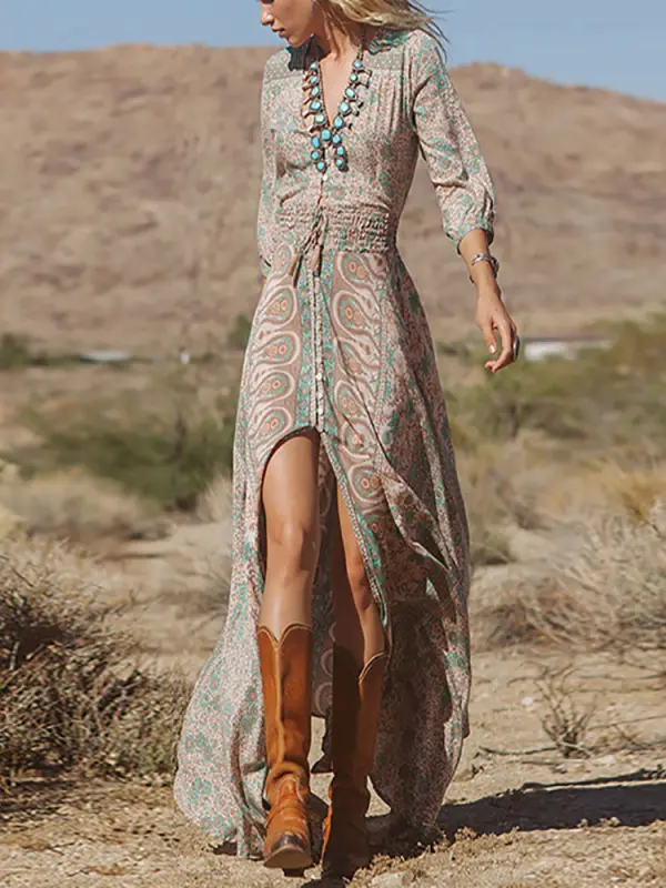 Ladies Chic Chiffon Dress with Sexy Sleeve Print - Charmwish.chimpone.com 