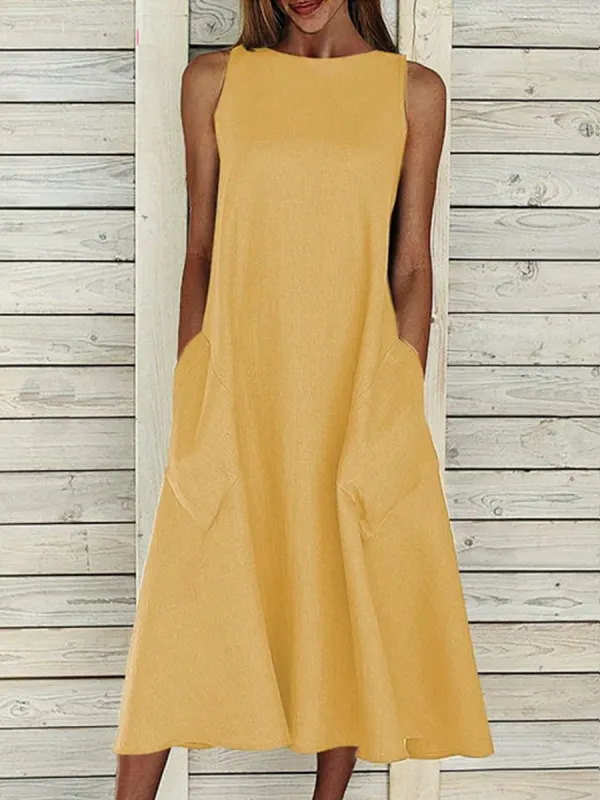 Women Casual Plain Sleeveless Dress - Charmwish.chimpone.com 