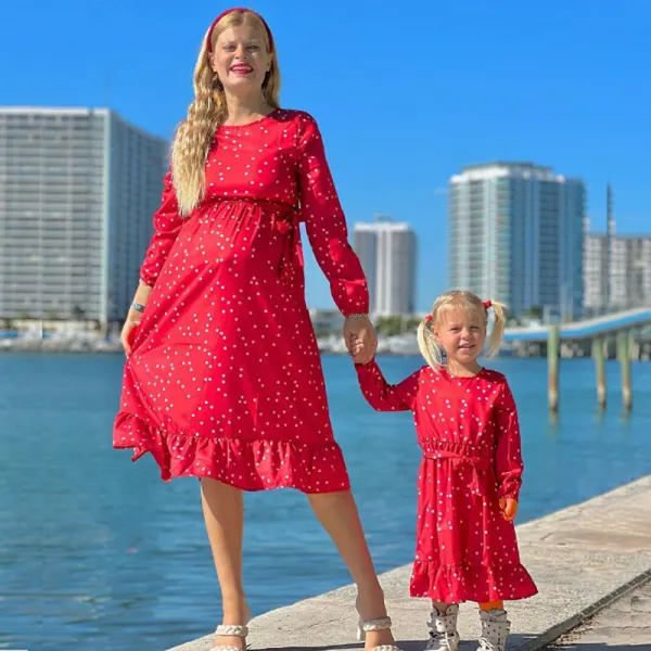 Sweet Polka Dot Print Dress For Mom And Me - Lukalula.com 