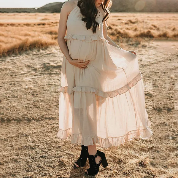 Maternity Elegant Long Mopping Skirt Cake Photoshoot Baby Shower Dress - Lukalula.com 