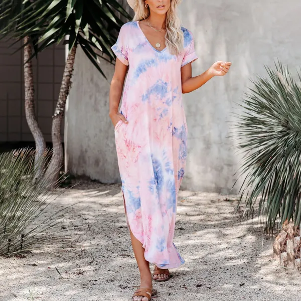 Maternity Tie Dye Maxi Dress - Lukalula.com 