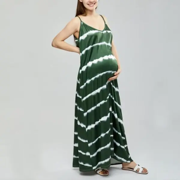 Maternity Tie-dye striped camisole dress Only $32.39 - Lukalula.com 
