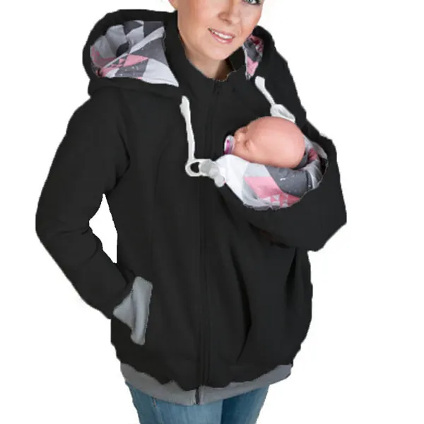 Maternity Baby Hoodie Geometric Pattern Kangaroo Two-Piece - Lukalula.com 