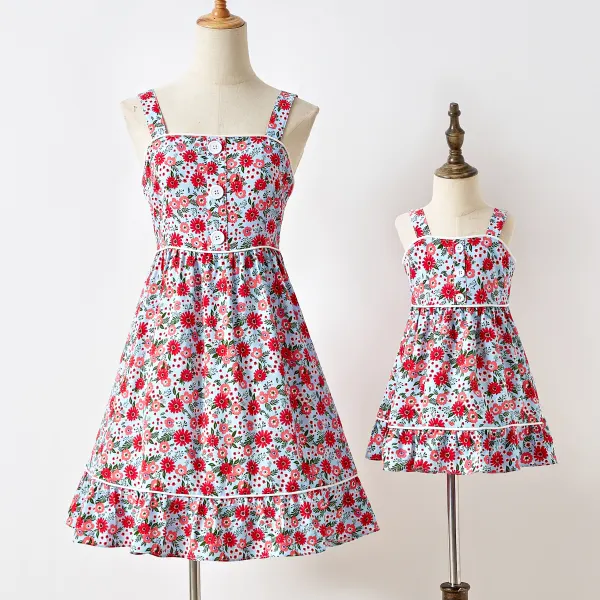 Summer Sweet Flower Print Mom Girl Matching Dress Only $22.04 - Lukalula.com 