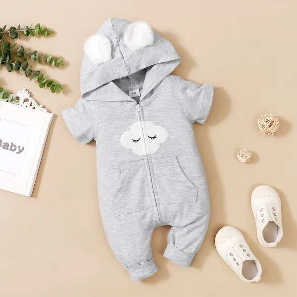 【0M-18M】Cute Cartoon Embroidery Hooded Romper - Popopiearab.com 