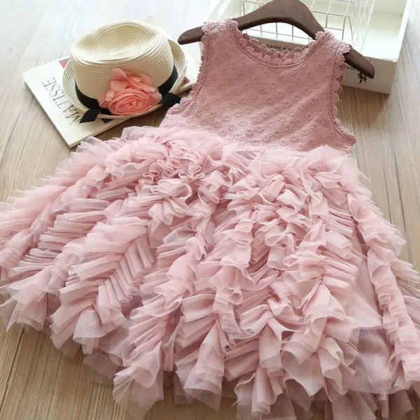 【2Y-9Y】Girls' round neck sleeveless princess puffy dress Only $51.40 - Lukalula.com 