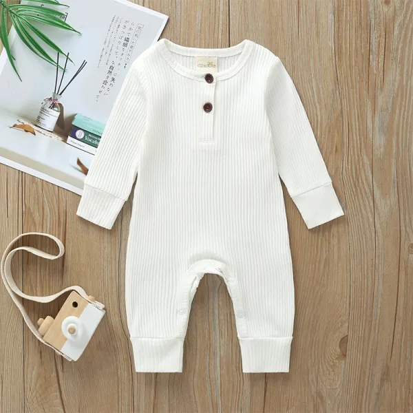 【3M-3Y】Baby Multicolor Long-Sleeved Pit Strip One-Piece Romper Only $30.65 - Lukalula.com 