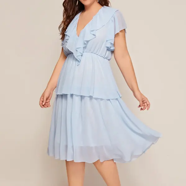 Maternity v-neck ruffled elegant commuter dress Only $59.64 - Lukalula.com 