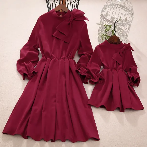 Sweet Red Bow Mom Girl Matching Dress Only $32.78 - Lukalula.com 